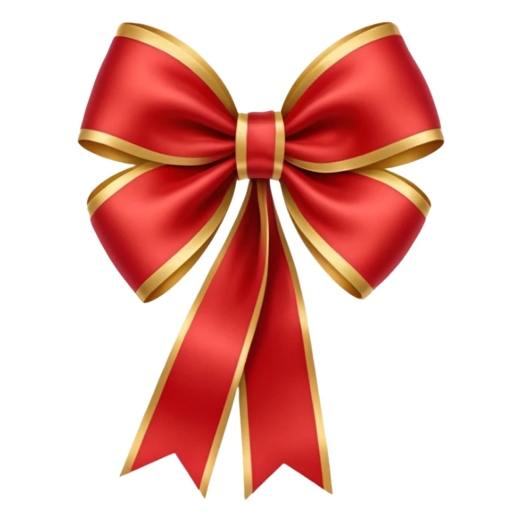 Satin red and gold christmas ribbon bow sticker