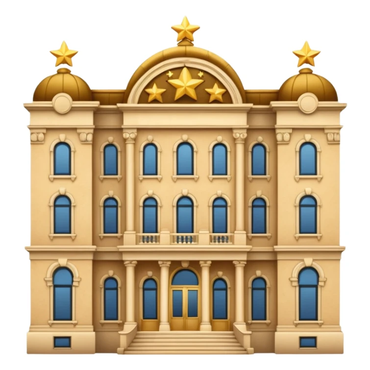 grand hotel facade with five golden stars on top sticker