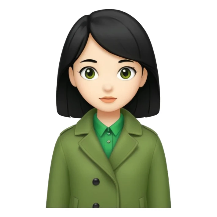 green coat black haired  girl  sticker