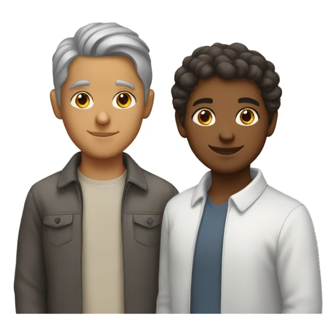 Brown girl, white guy, grey cat sticker