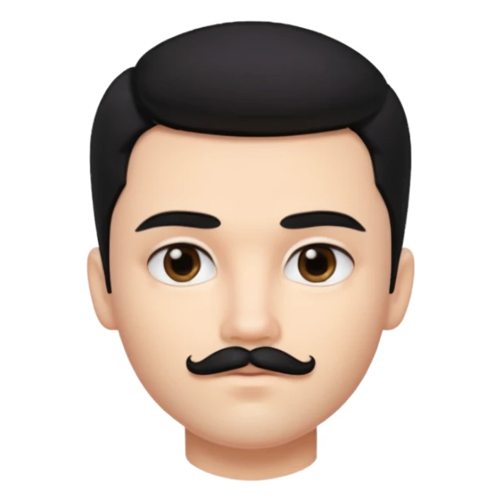 pretty handsome bratz man, with black hair and Little square mustache with black black black  eyes,  short dar, pale skin, defined jawlines sticker