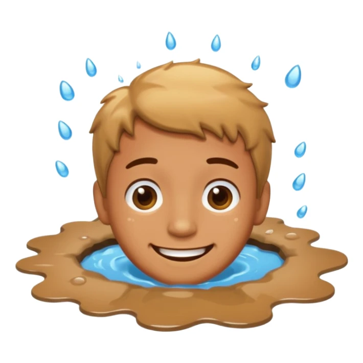 apple style emoji of a man with his face in a puddle after falling sticker