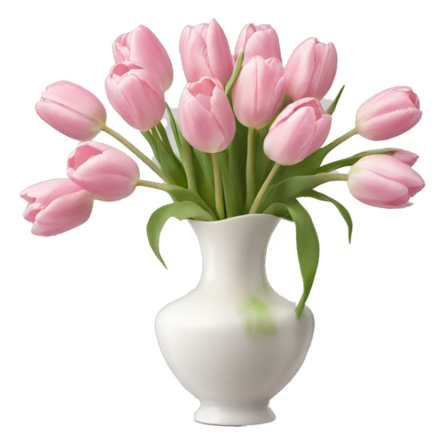 Light pink tulips in white vase in bow  sticker