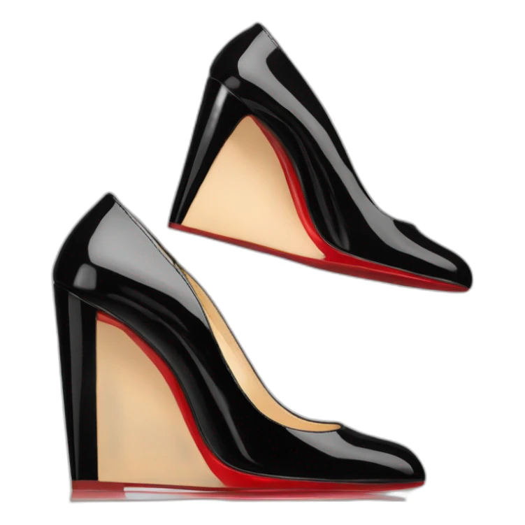 One WEDGE heel LOUBOUTIN black leather PATENT sticker