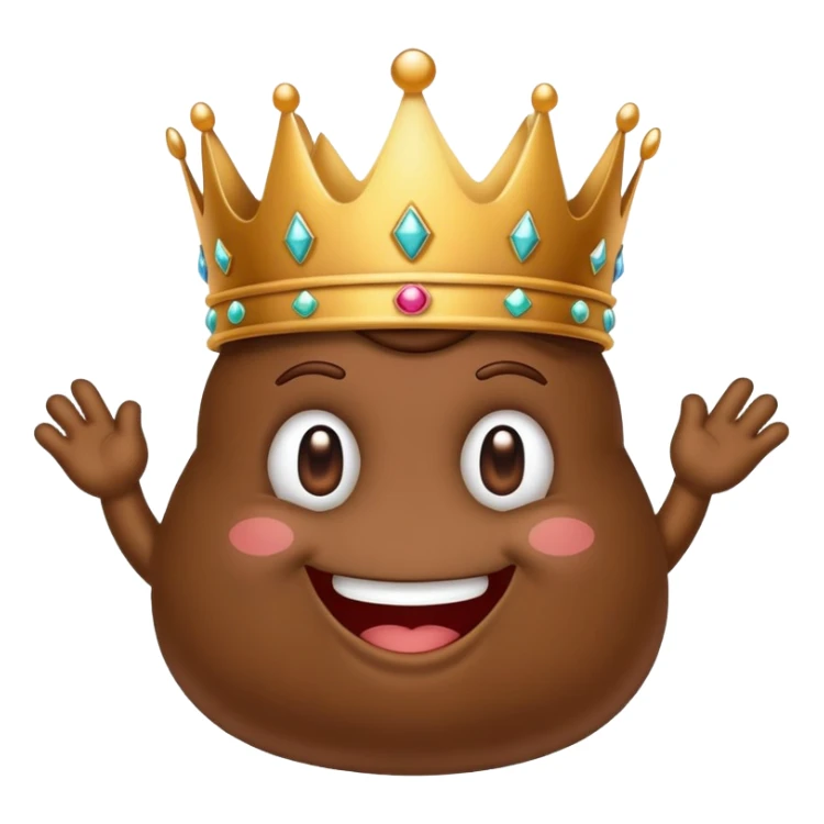 poop king with crown, cartoon character sticker