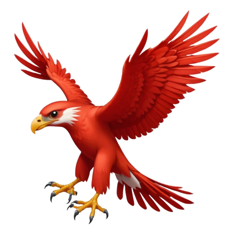 scarlet coloured raptor bird with wings spread sticker