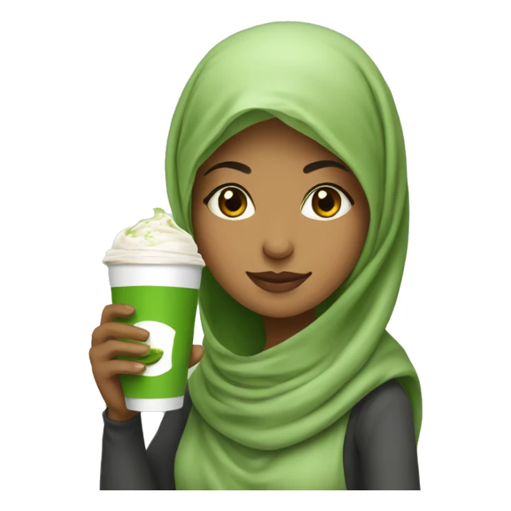 Muslim-girl-drinking-matcha-latte sticker