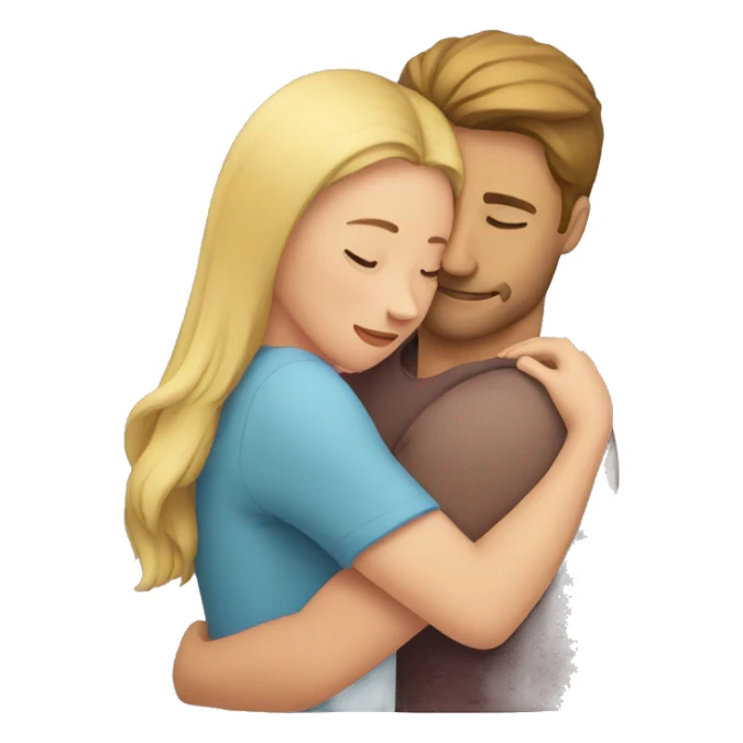 man's jaw on woman's shoulder hug sticker