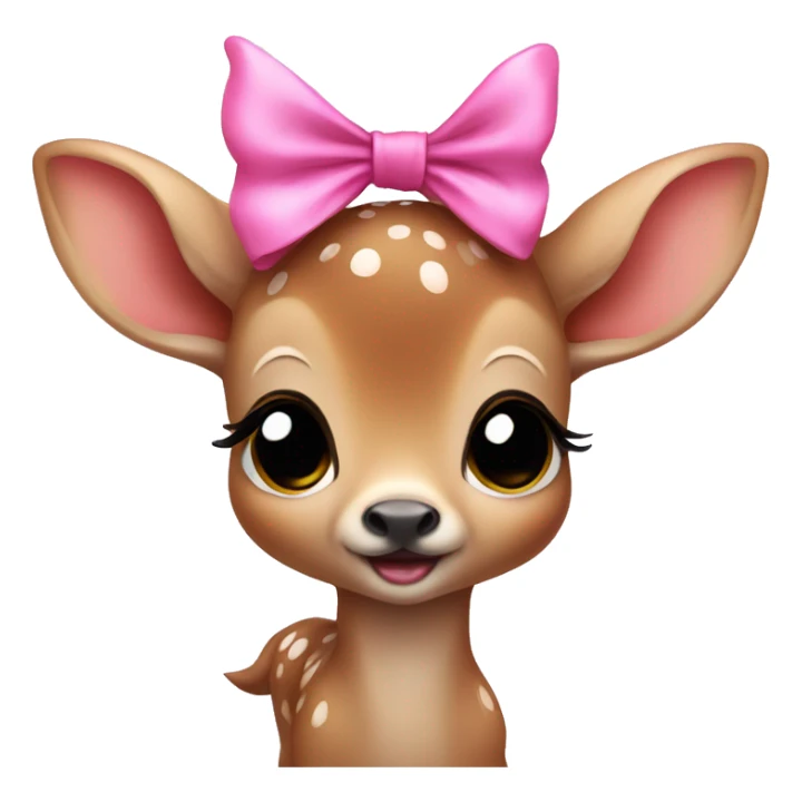 baby deer with fairy wings and a pink bow around its neck  sticker