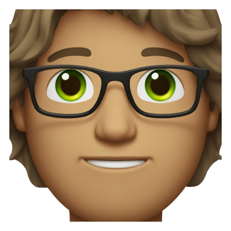 medium brown hair guy with glasses and green eye sticker