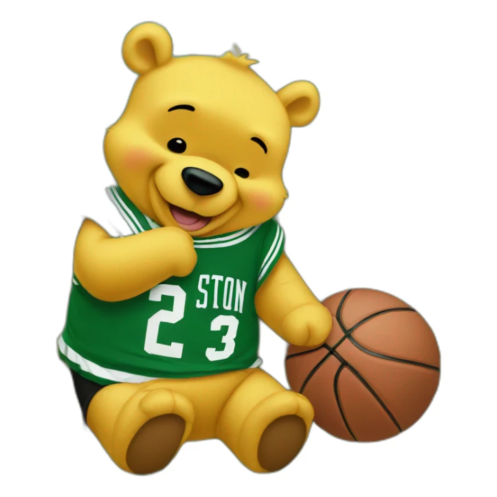 Winnie-the-Pooh wearing boston celtics jerssey sticker