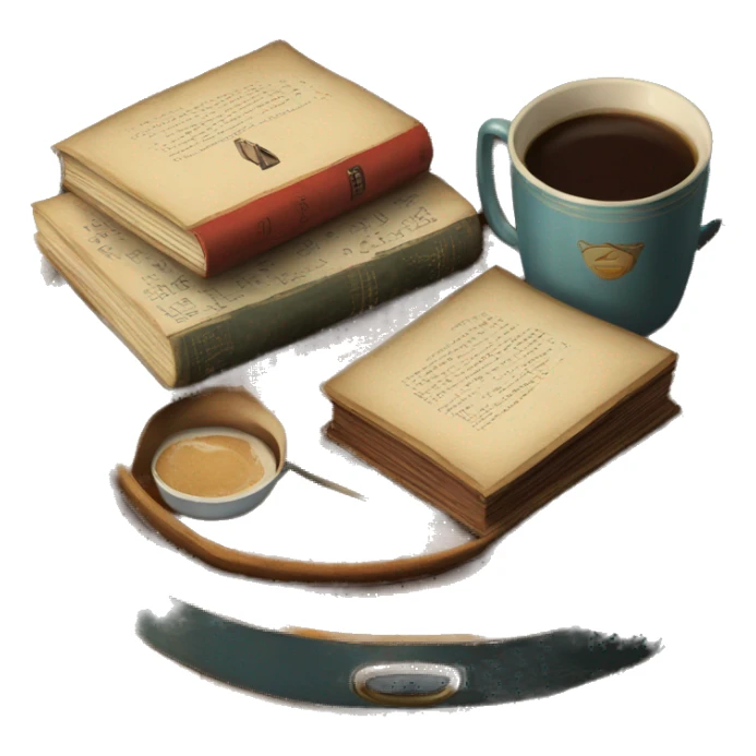 vintage tray with books and coffee  sticker