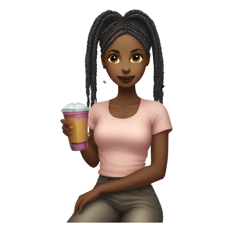 Black girl with box braids drinking a smoothie  sticker