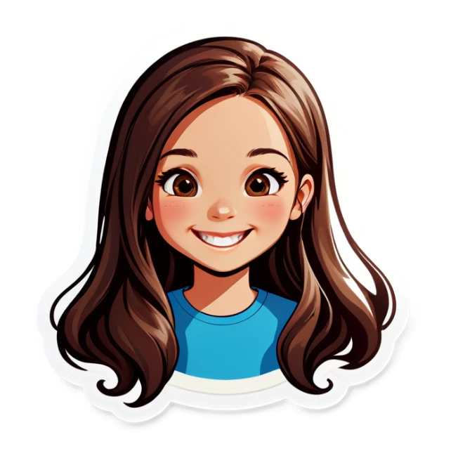 smiling girl with long hair sticker