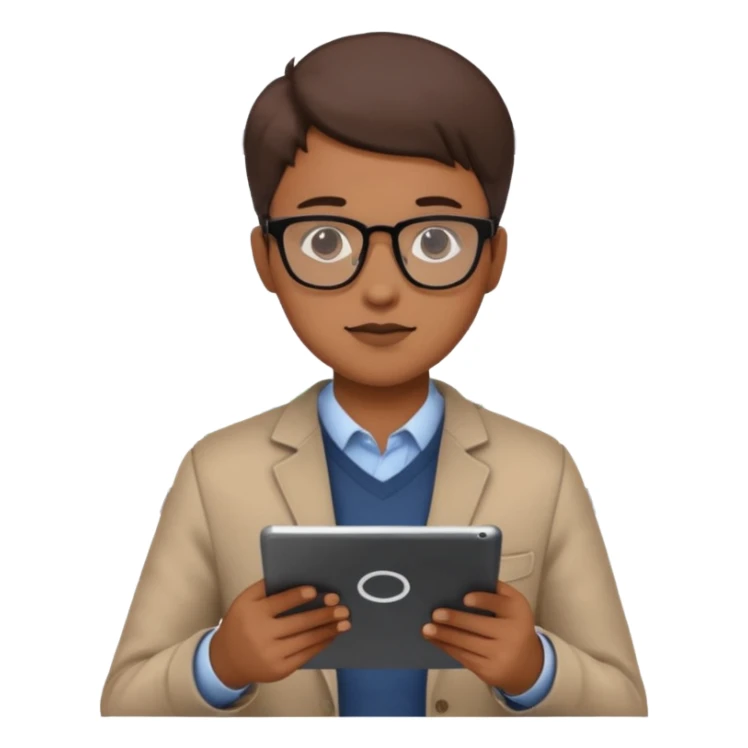 A focused person analyzing rising charts emoji sticker