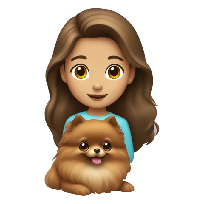 Girl with brown hair and write color  Pomeranian  sticker