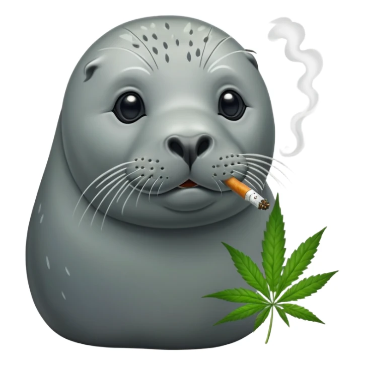 Grey slim seal smoking weeds cannabis sticker