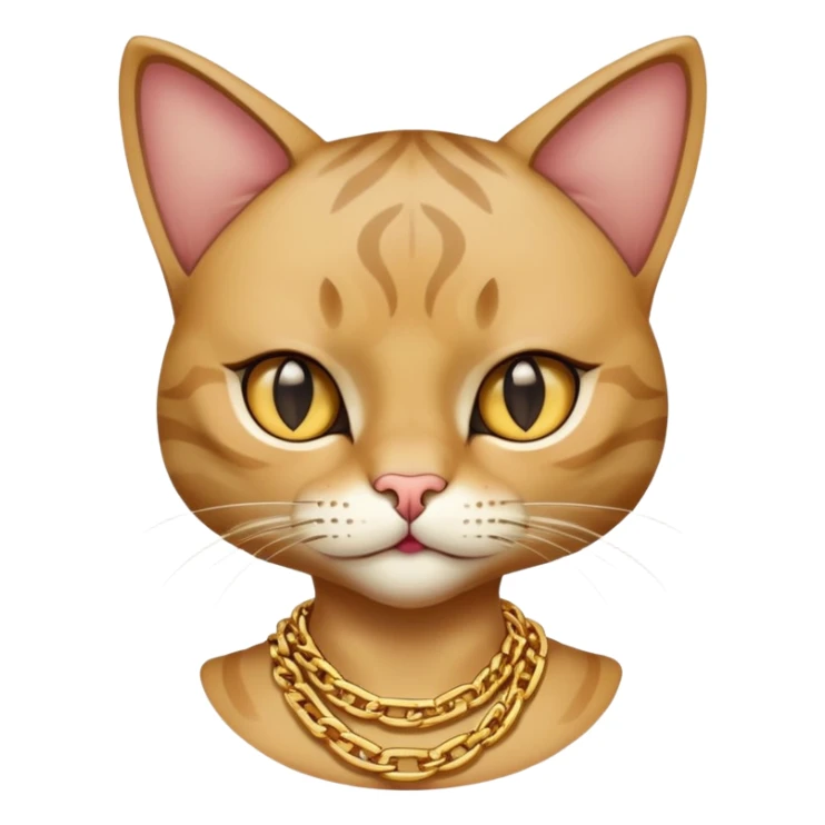 judgy female cat with gold chains, hip-hop style sticker