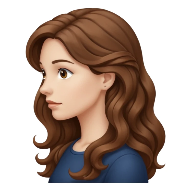 A white woman in profile with long, wavy brown hair sticker
