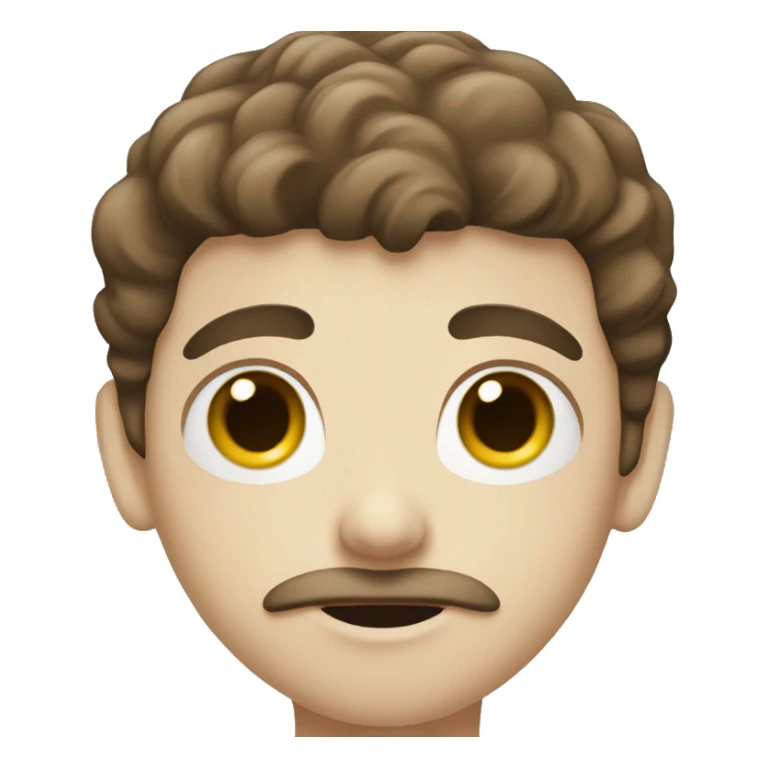 Boy with white skin, brown hair and a moustache  sticker