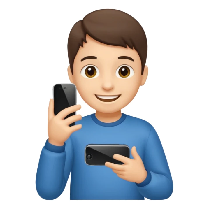 un niño de entre 3 - 10 años jugando con su celular sticker