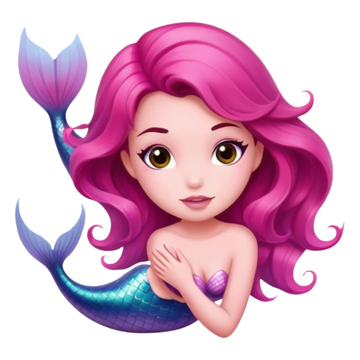 brunette hair pink mermaid  sticker