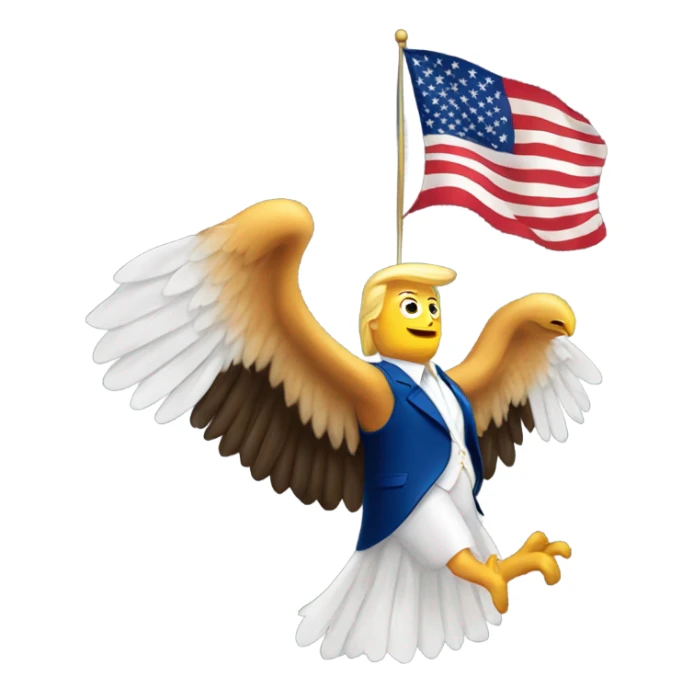 donald trump holding an eagle with an american flag sticker