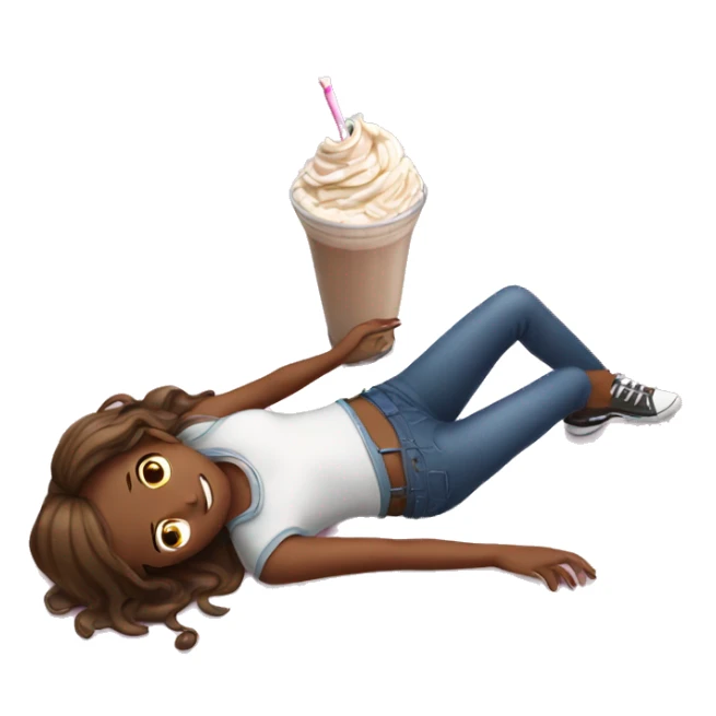 Girl laying on the floor with a milkshake sticker