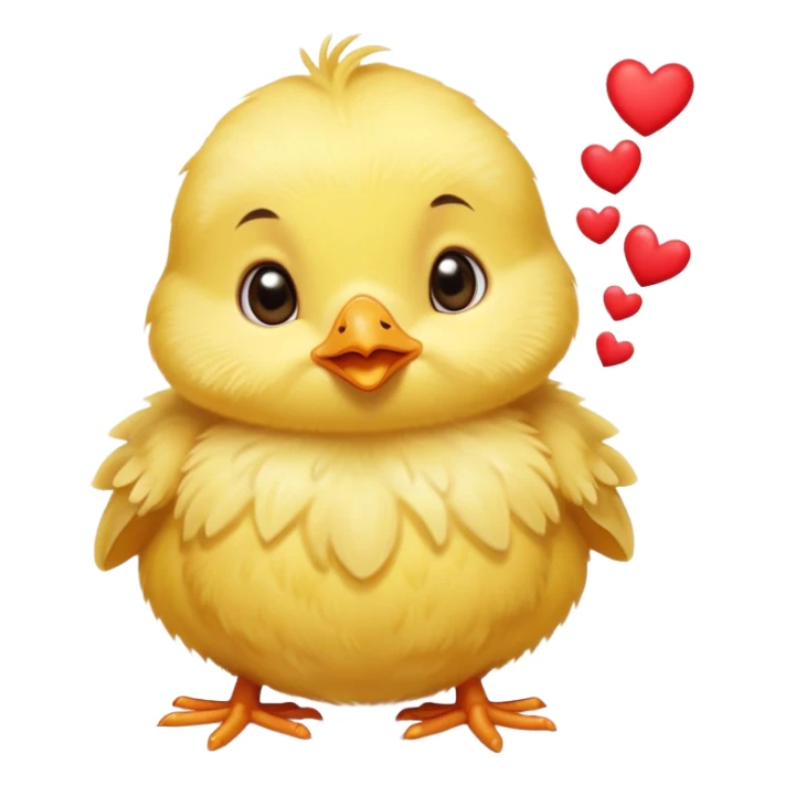 Kissing baby chick with hearts  sticker