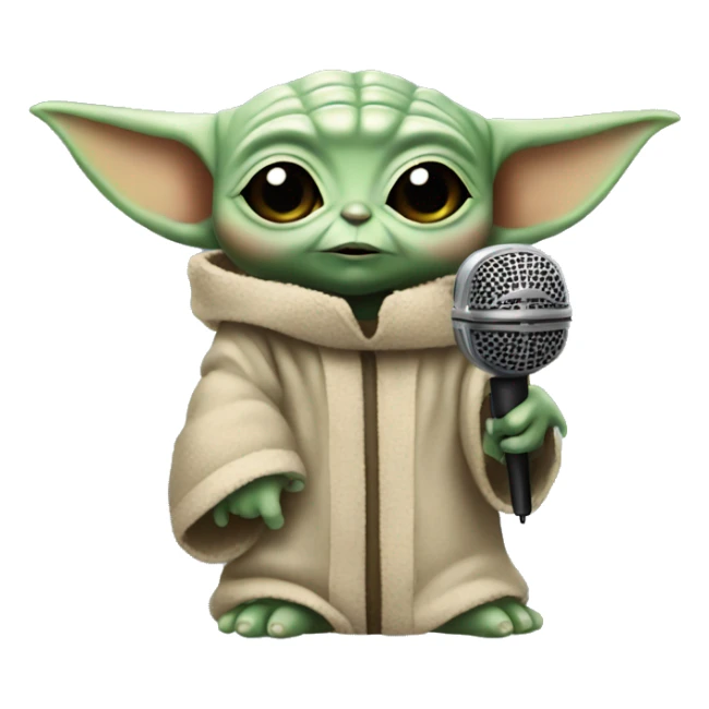 baby yoda with microphone sticker