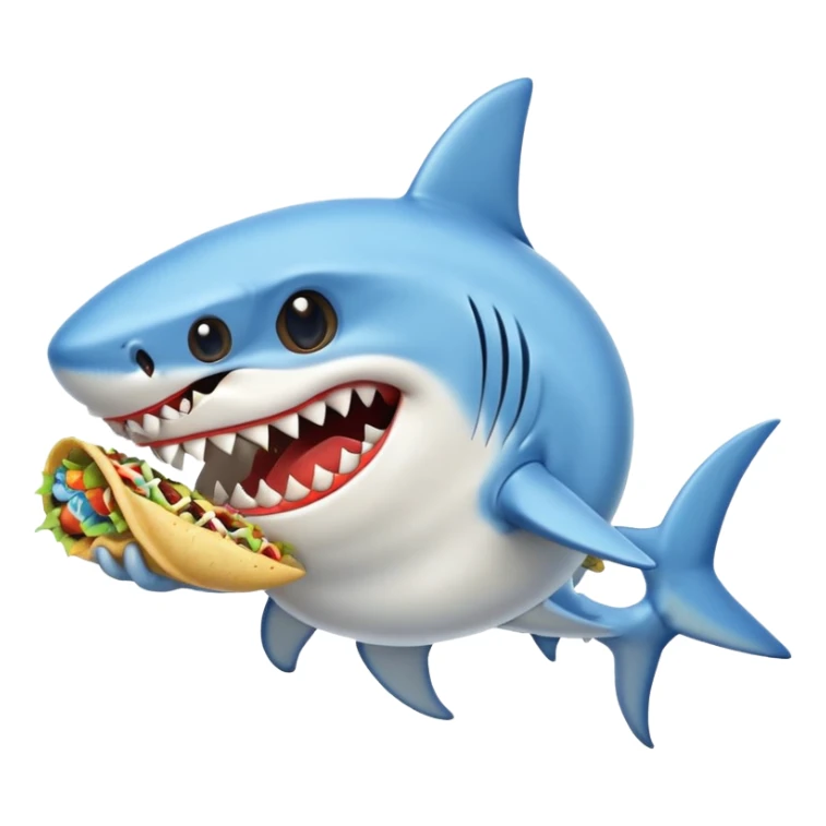 shark wearing a white dress eating a taco sticker