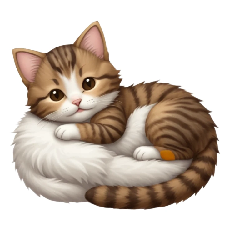 dark brown tabby and white kitten sleeping upside down on its back sticker