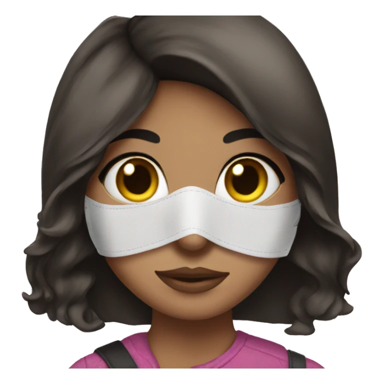 Brunette girl with mask sticker