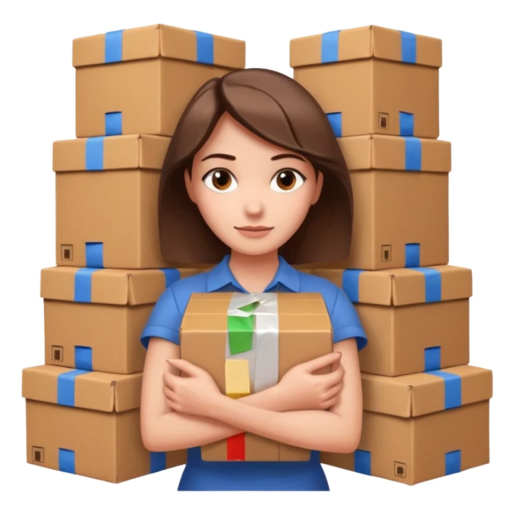 Woman with armful of boxes












 sticker