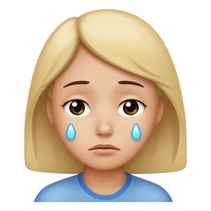 calm sad face emoji with gentle peaceful expression and a single tear sticker