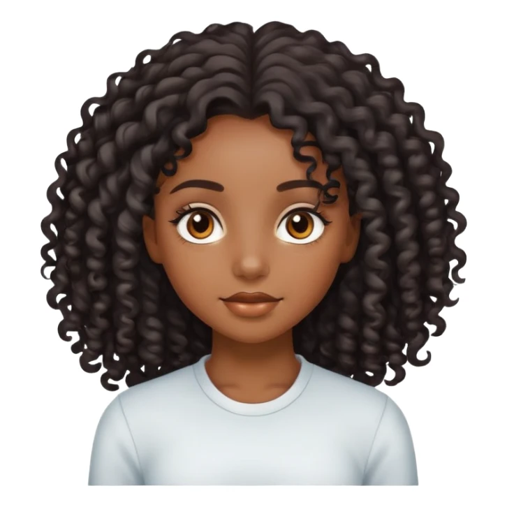 pretty black girl with long curly hair sticker