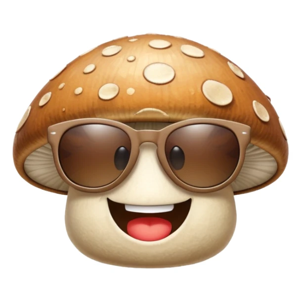 mushroom with sunglasses and a big smile sticker