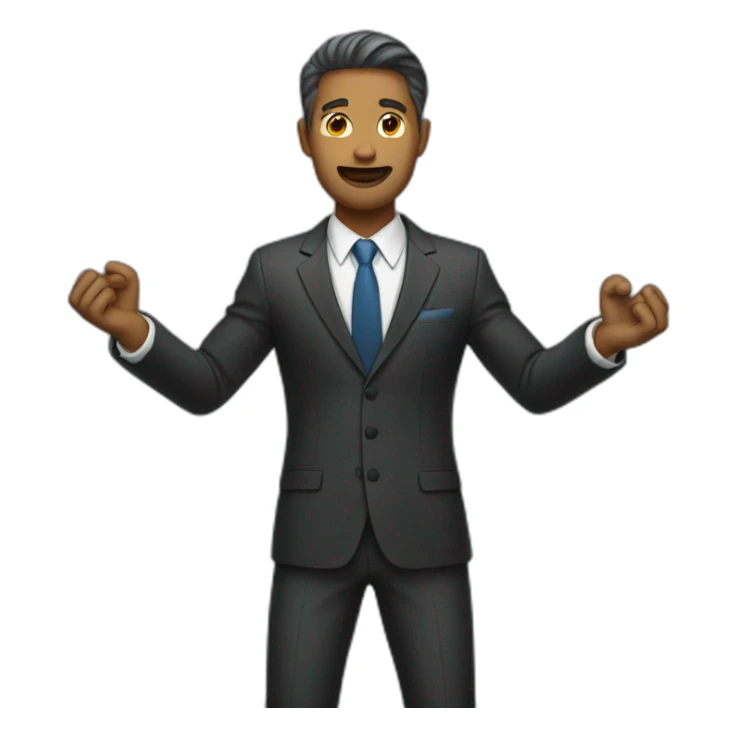 man in suit holding out his arms sticker