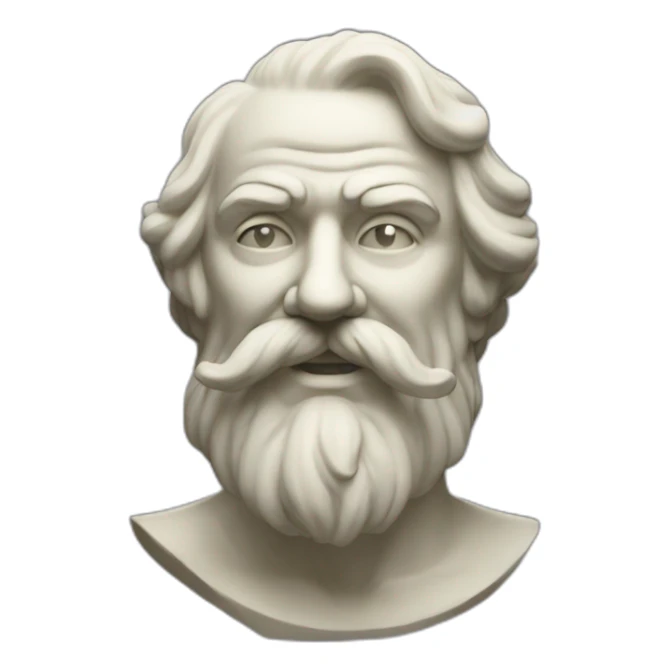 statue of demiurge wearing mustache sticker