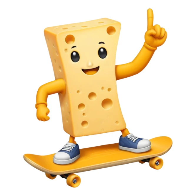 Cheese skateboarding away giving the middle finger sticker