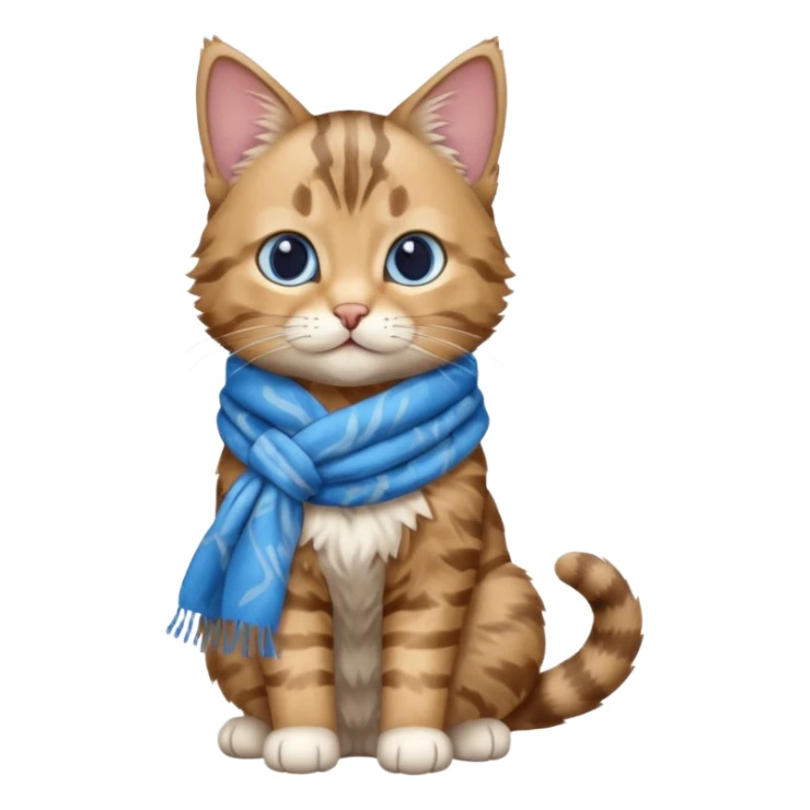 Cat wear a blue scarf, full body sticker