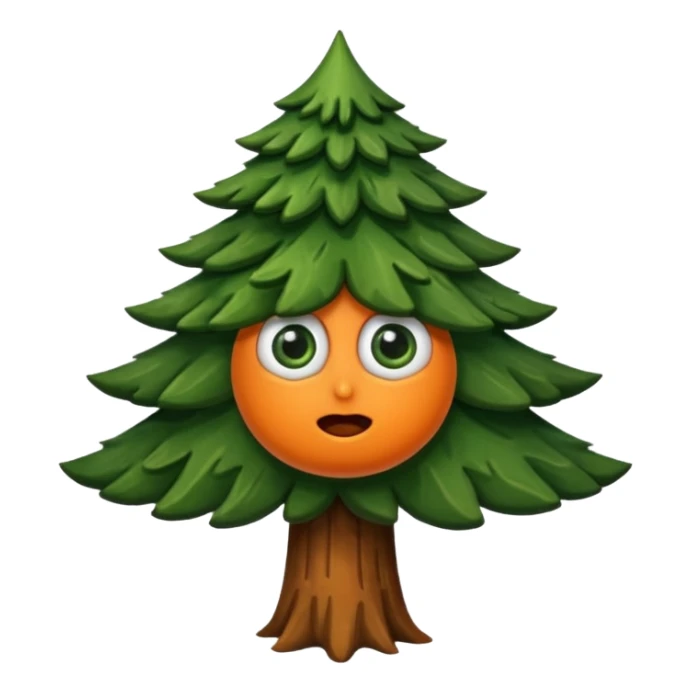 sapin avec deux gros yeux orange, pas de bouche sticker