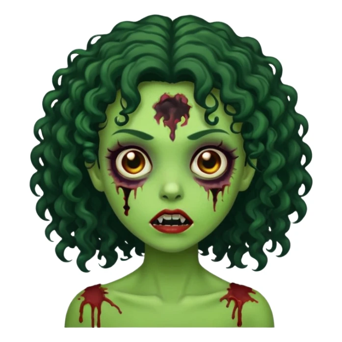 garota verde zombie com cabelos cacheados preto sticker