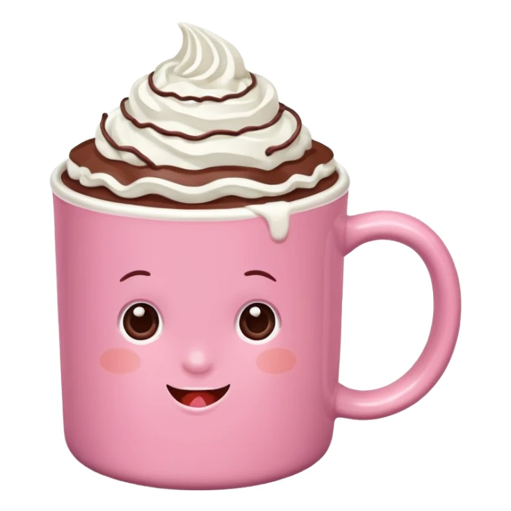 aesthetic hot chocolate with pink mug sticker