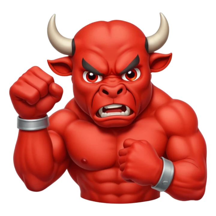 Angry bull emoji showing thumb down (DisLikes) sticker