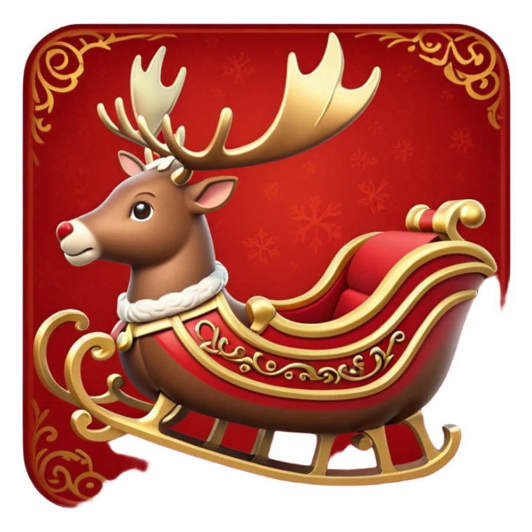 santa's sleigh with reindeer in flight sticker