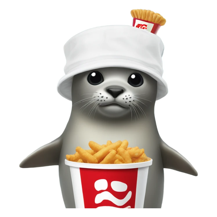 Seal with kfc bucket on head with drumstick in hand sticker