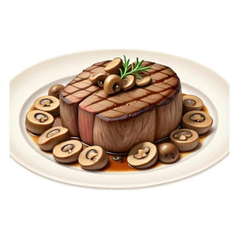 Plate of filet mignon and mushrooms  sticker