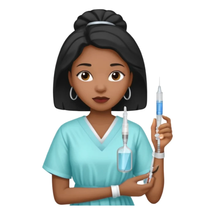 sick black woman getting syringe shot  sticker
