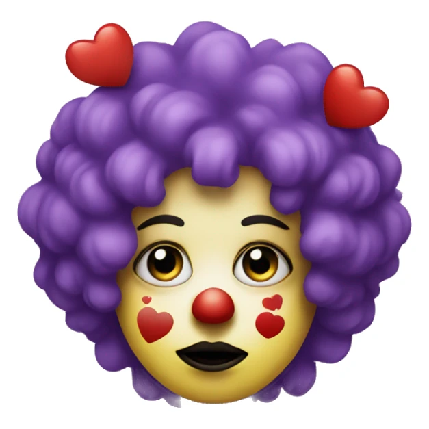 A sad clown with heart eyes coloured like the genderfluid flag sticker
